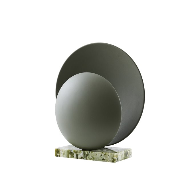 Okrągła designerska lampa stołowa zielona na kamiennej podstawie Globen Lighting